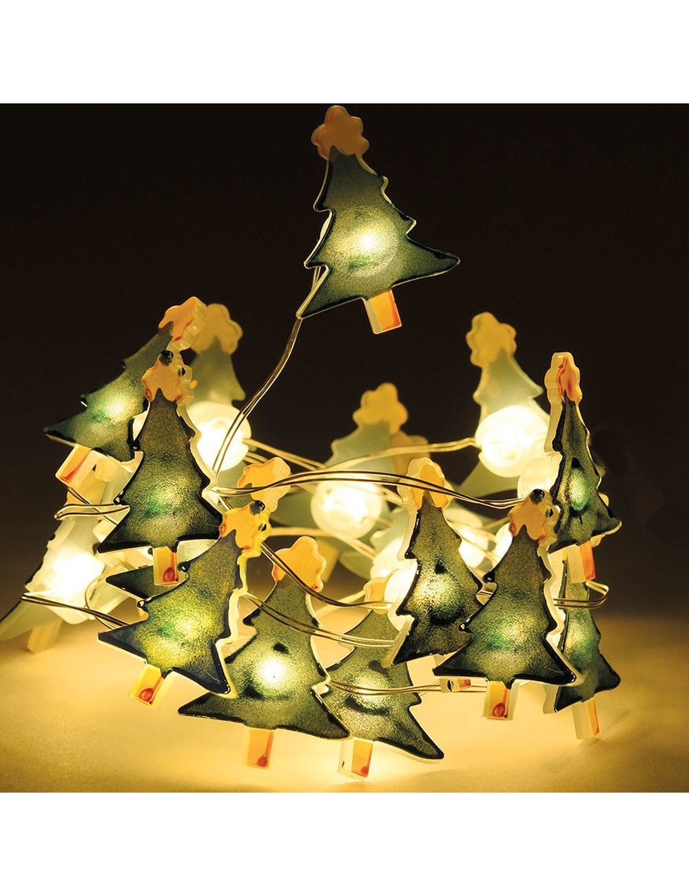 Guirnalda a pilas, función fija, uso interior, motivos navideños, 20 leds decorativos, 1,05 m modelos variados