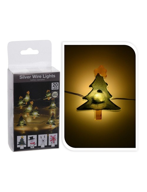 Guirnalda a pilas, función fija, uso interior, motivos navideños, 20 leds decorativos, 1,05 m modelos variados