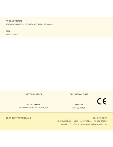 Abeto de navidad de ratán con 20 leds 40 cm