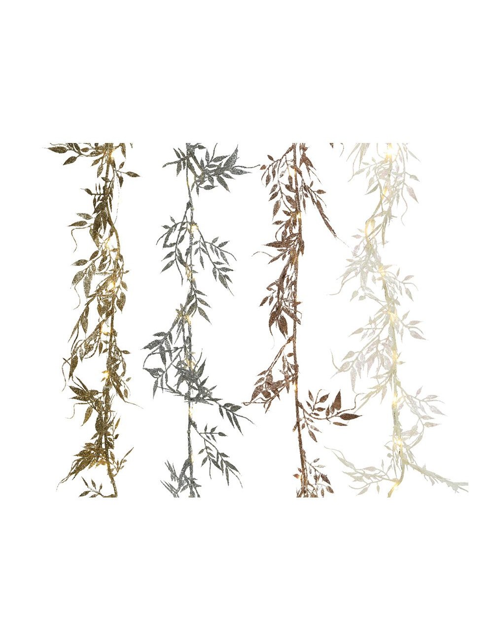 Guirnalda a pilas fija 30 microleds decorativa hojas luz blanco calido 2m colores / modelos surtidos