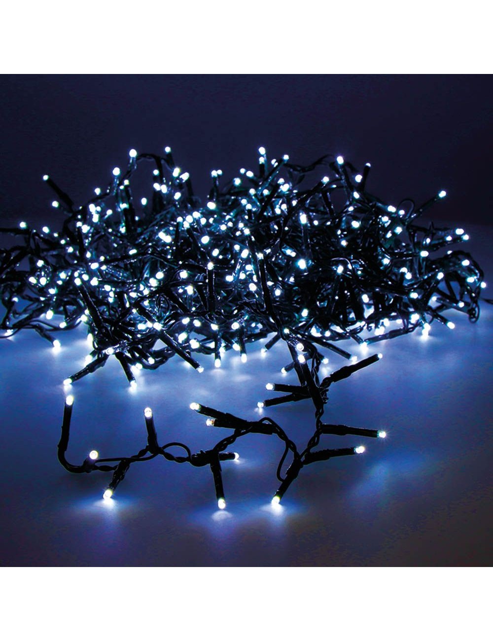 Guirnalda multifunción, uso exterior, led compact, azul, cable verde, 750 leds, 21 m