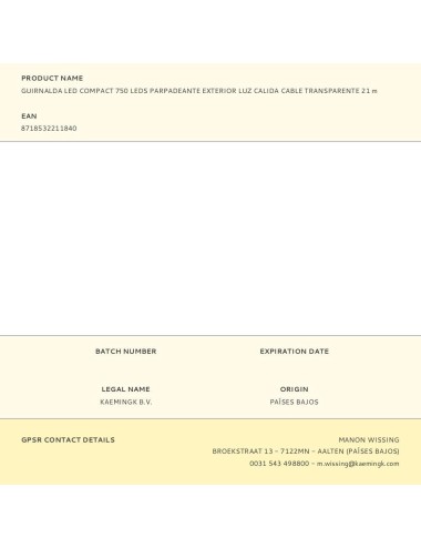 Guirnalda multifunción, uso exterior, led compact, blanco cálido, cable transparente, 750 leds, 16 m