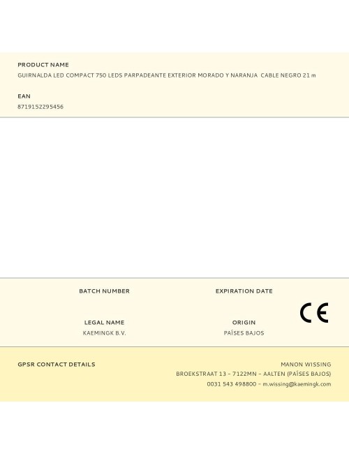 Guirnalda multifunción, uso exterior, led compact, morado y naranja, cable negro, 750 leds, 21 m