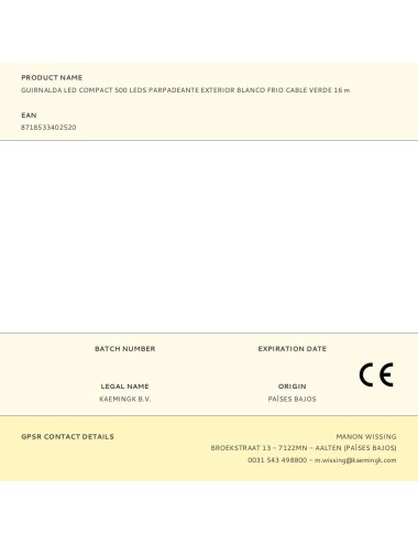 Guirnalda multifunción, uso exterior, led compact, blanco frío, cable verde, 500 leds, 16 m