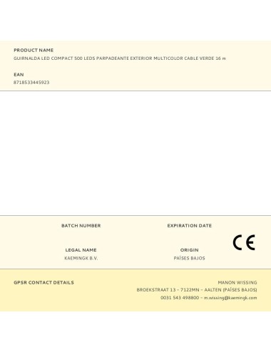 Guirnalda multifunción, uso exterior, led compact, multicolor, cable verde, 500 leds, 16 m