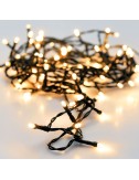 Guirnalda a pilas, multifunción, uso exterior, blanco cálido, cable negro, 96 leds, 7,50 m