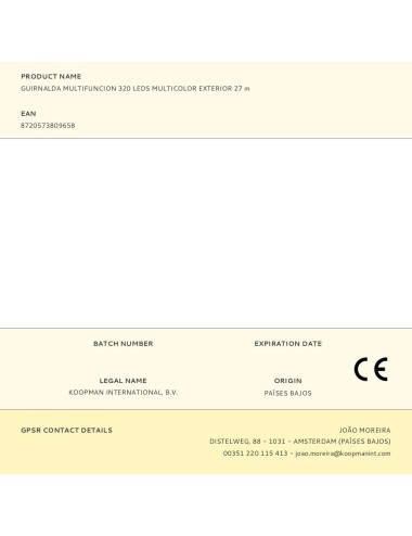 Guirnalda multifunción, uso exterior, multicolor, 320 leds, 27 m