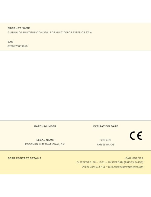 Guirnalda multifunción, uso exterior, multicolor, 320 leds, 27 m