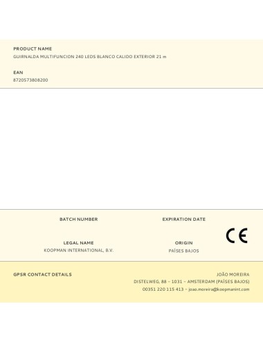 Guirnalda multifunción, uso exterior, blanco cálido, 240 leds, 21 m