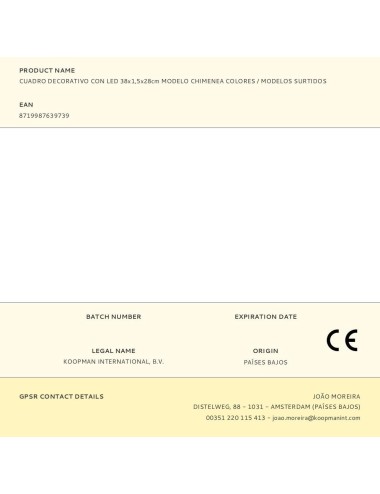 Cuadro decorativo con led 38x1,5x28cm modelo chimenea colores / modelos surtidos