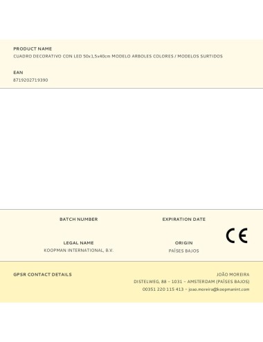Cuadro decorativo con led 50x1,5x40cm modelo arboles colores / modelos surtidos