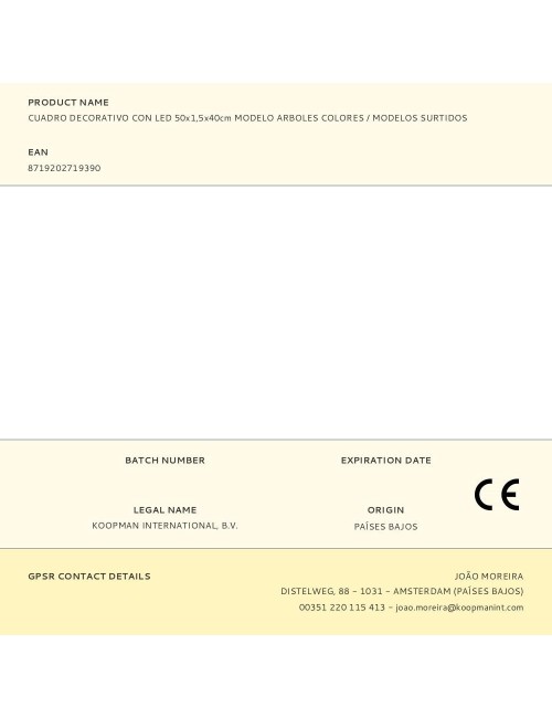 Cuadro decorativo con led 50x1,5x40cm modelo arboles colores / modelos surtidos