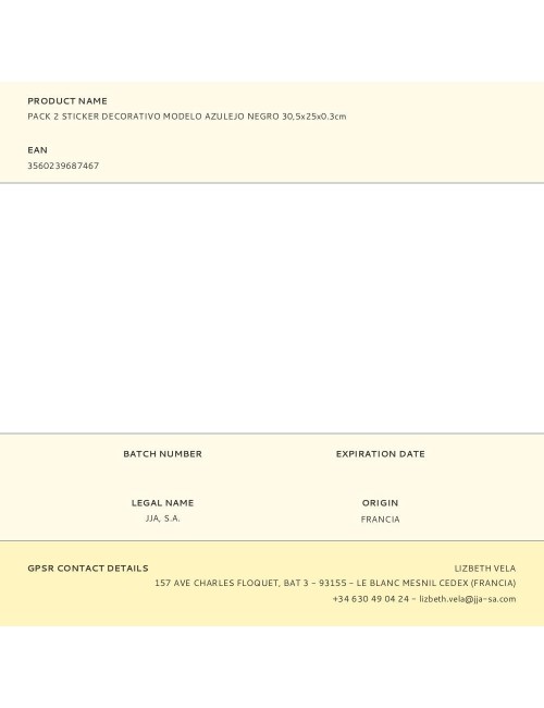 Sticker decorativo modelo azulejo negro 30,5 x 25 x 0.3 cm, pack 2 uds