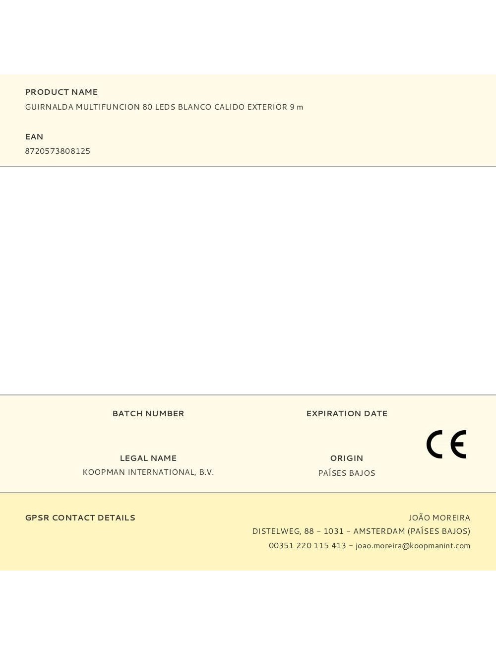 Guirnalda multifunción, uso exterior, blanco cálido, 80 leds, 9 m