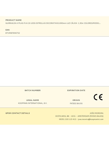 Guirnalda a pilas, función fija, uso interior, con estrellas ø45 mm, blanco cálido, 1,30 m modelos variados