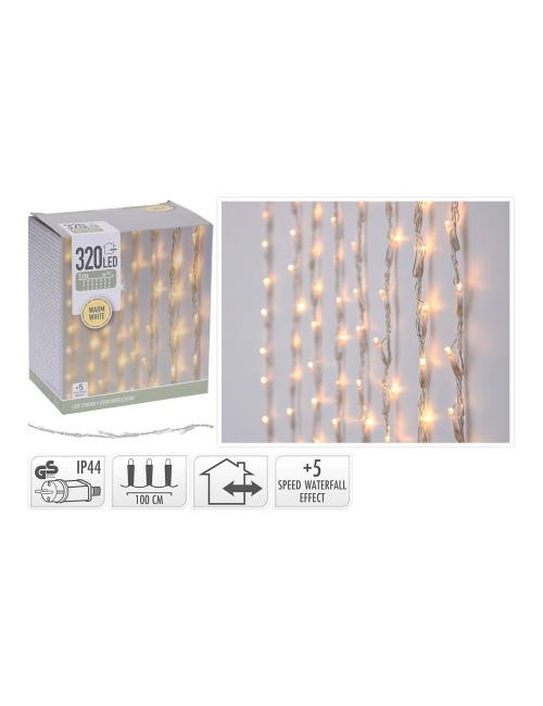 Cortina multifunción, exterior, 320 leds, 1 x 2 m, blanco cálido