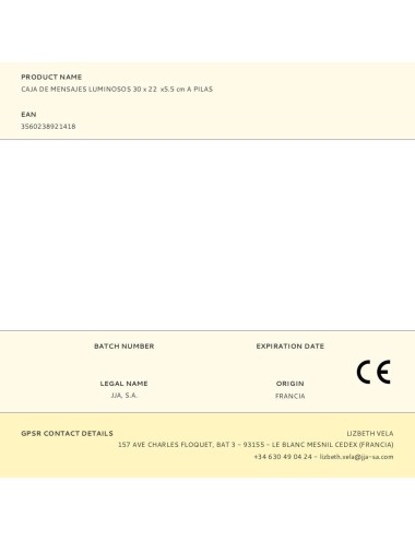 Caja de mensajes luminosos 30 x 22 x5.5 cm a pilas