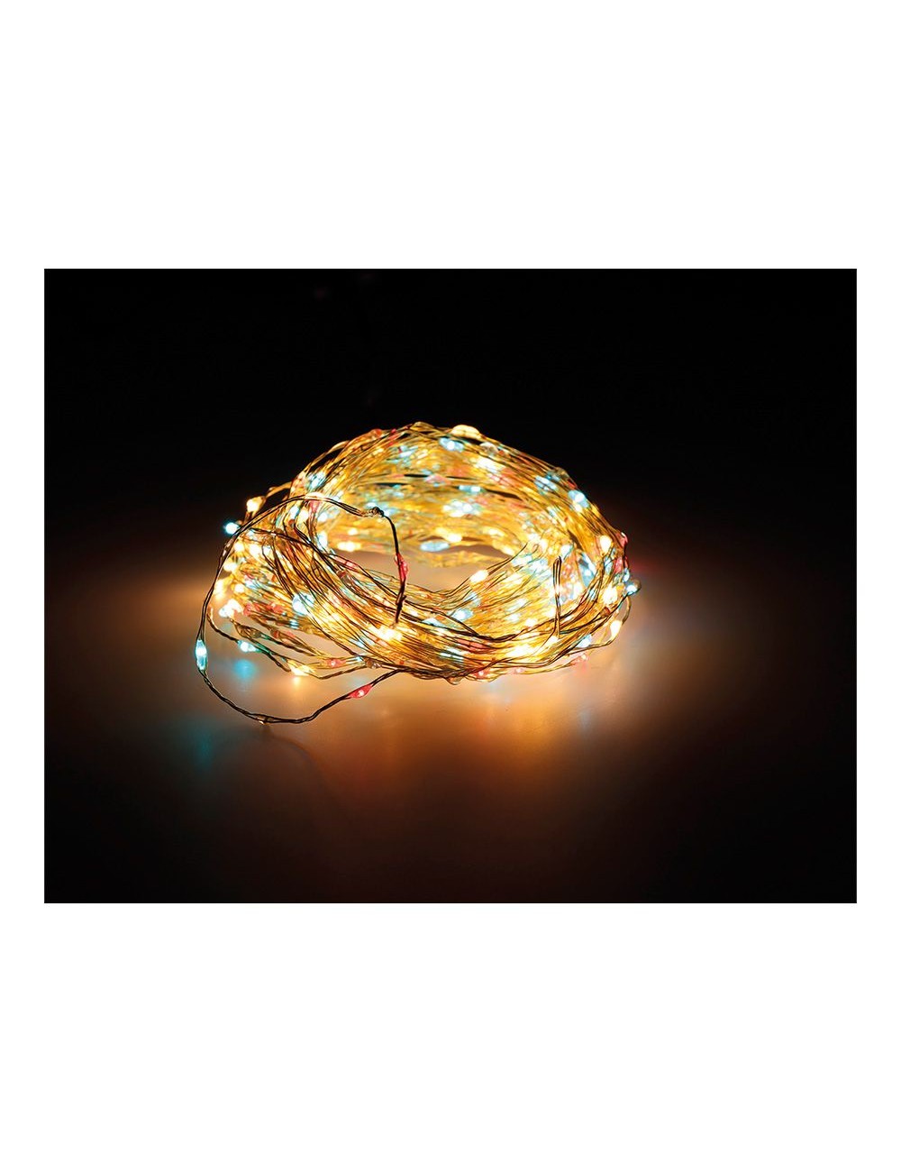 Guirnalda micro led extra dense 567 leds dorado-multicolor parpadeante cable plata 14 m