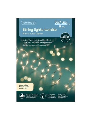 Guirnalda micro led, 567 leds, multifunción, luz cálida, exterior, 9 m