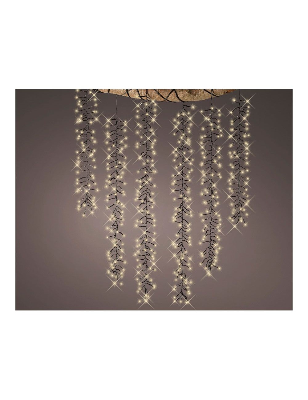 Cortina multifunción, exterior, especial para arboles, forma cascada, luz cálida, 480 leds, 2 m