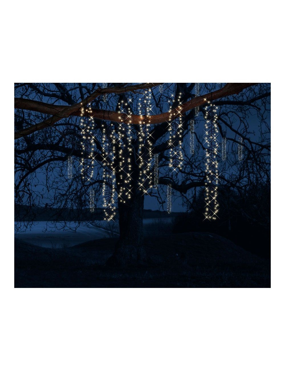 Cortina multifunción, exterior, especial para arboles, forma cascada, luz cálida, 480 leds, 2 m