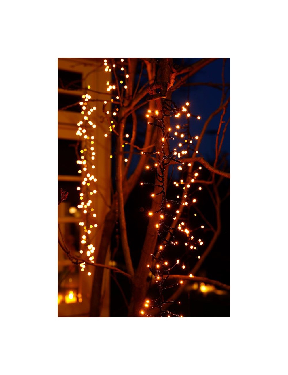 Cortina multifunción, exterior, especial para arboles, forma cascada, luz cálida, 480 leds, 2 m