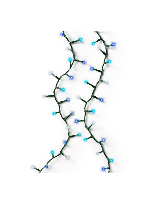 Guirnalda multifunción, uso exterior, led compact, multicolor azul, cable verde, 750 leds, 21 m