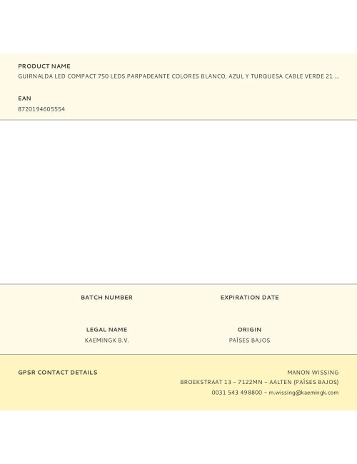 Guirnalda multifunción, uso exterior, led compact, multicolor azul, cable verde, 750 leds, 21 m