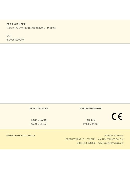 Luz colgante microled ø20x21cm 15 leds