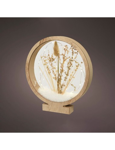 Círculo de madera con microleds 25 leds, 4,30 x 25 x 27,5 cm