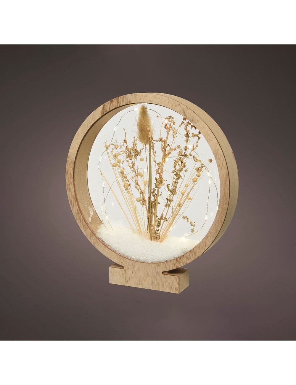 Círculo de madera con microleds 25 leds, 4,30 x 25 x 27,5 cm