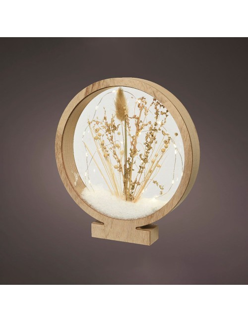 Círculo de madera con microleds 25 leds, 4,30 x 25 x 27,5 cm