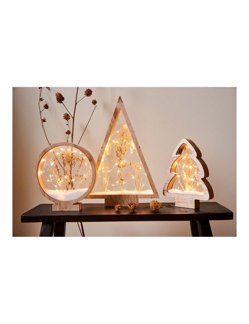 Círculo de madera con microleds 25 leds, 4,30 x 25 x 27,5 cm