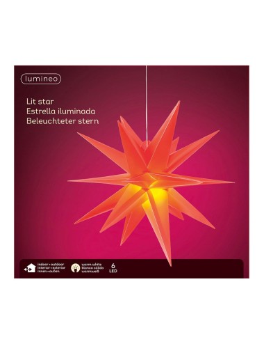 Figura led estrella roja 6 leds exterior ø40 x 40 cm