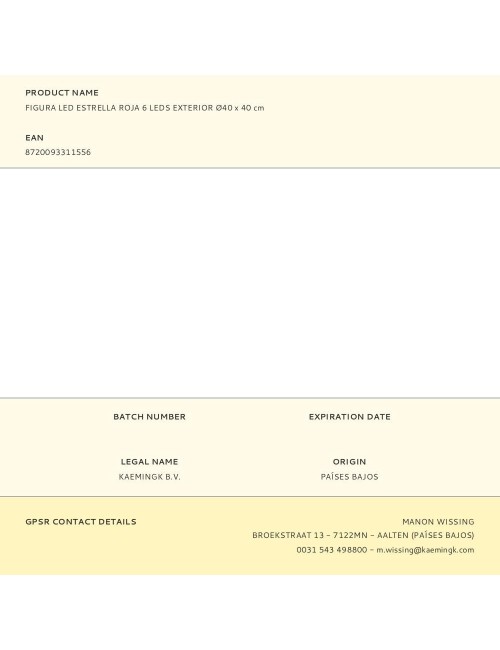 Figura led estrella roja 6 leds exterior ø40 x 40 cm