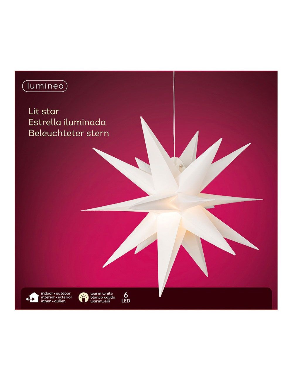 Figura led estrella roja 6 leds exterior ø40 x 40 cm