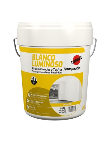 Pintura plástica acrílica estirenada interior, blanco mate, 15 l