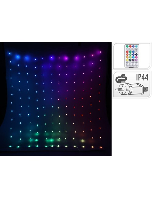 Cortina led rgb multifunción, 400 leds, con mando a distancia, exterior, 2 x 2 m