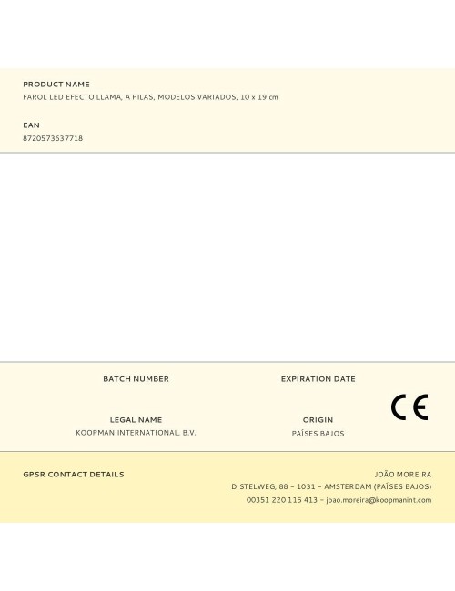 Farol led efecto llama, a pilas, modelos variados, 10 x 19 cm