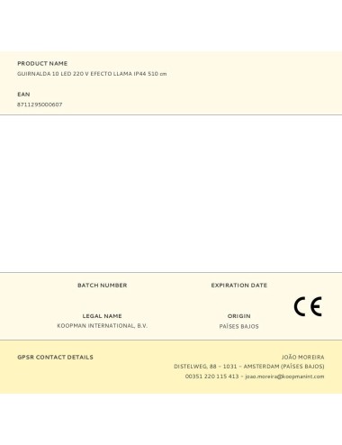 Guirnalda 10 led 220 v efecto llama ip44 510 cm