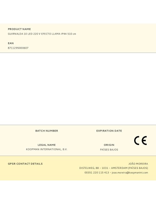 Guirnalda 10 led 220 v efecto llama ip44 510 cm