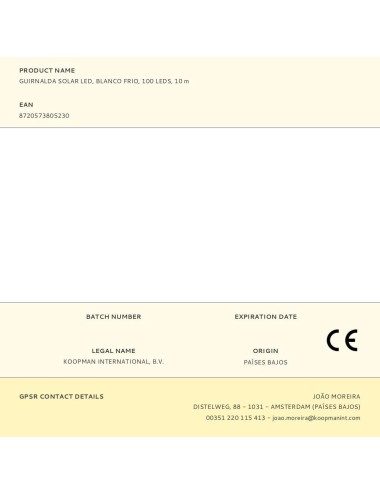 Guirnalda solar led, blanco frio, 100 leds, 10 m