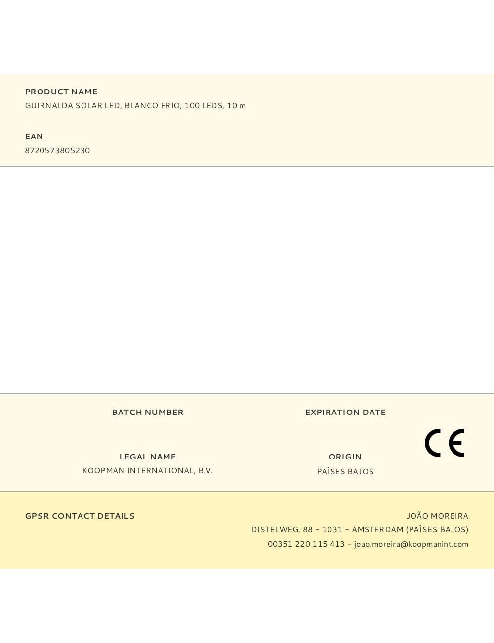 Guirnalda solar led, blanco frio, 100 leds, 10 m