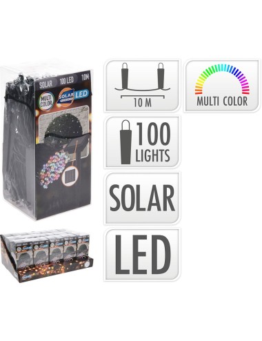 Guirnalda solar led, multicolor, 100 leds, 10 m