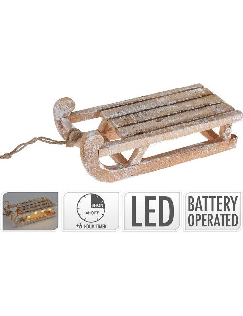 Trineo decoración led, blanco cálido, a pilas