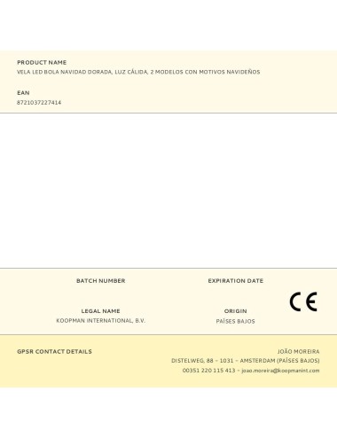 Vela led bola navidad dorada, luz cálida, 2 modelos con motivos navideños