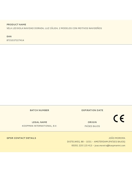 Vela led bola navidad dorada, luz cálida, 2 modelos con motivos navideños