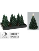 Vela de cera led efecto llama con forma de abeto, verde oscura, 19 cm