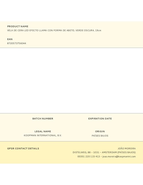 Vela de cera led efecto llama con forma de abeto, verde oscura, 19 cm