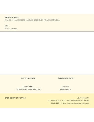 Vela de cera led efecto llama con forma de piña, marrón, 13 cm